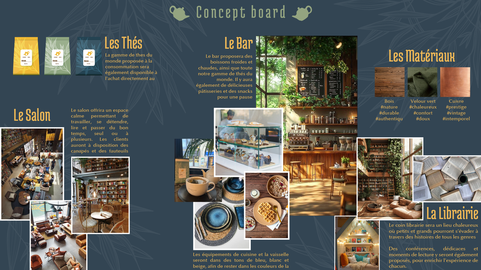 Concept Board Livre Thé Pensées